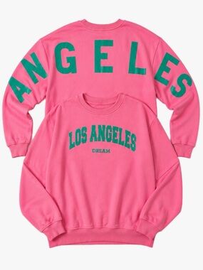 NWT Lily Coco Los Angeles Dream Pink Green Sweatshirt Size XL Oversized